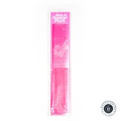 Cellophanverpackte Add-A-Quarter Plus Lineale mit Verpackungskarte, Frontalansicht.