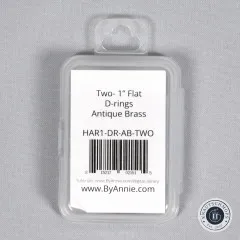 Verpackung der ByAnnie's D-Ringe flach Antique Brass mit Produktetikett und Barcode
