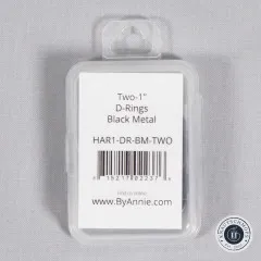 Verpackung der ByAnnie's D-Ringe flach Schwarz mit Produktetikett und Barcode