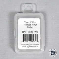 Verpackung der ByAnnie's Dreiecksringe Nickel mit Produktetikett und Barcode