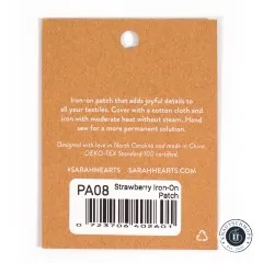 Rückseite der Verpackungskarte mit Bügelanleitung, Artikelnummer PA08 und Barcode.