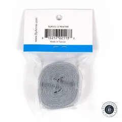Rückseite der Verpackung mit Artikelbezeichnung und Barcode, Fold-Over-Elastic Pewter