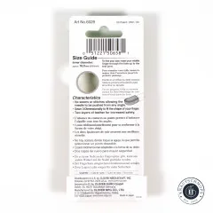 Rückseite der Verpackung mit Größentabelle, Eigenschaften und Barcode