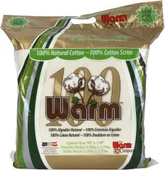 Verpackung des Warm-100-Quiltvlieses aus 100% Baumwolle mit Baumwoll-Scrim, Queen Size 90x110 Zoll.