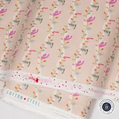 Webkante des Cotton & Steel Stoffs Yee-Haw Holidays Giddy-Up Garland mit Herstellerangaben