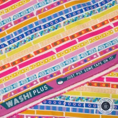 Webkanten-Detail mit Aufdruck 'Washi Plus - Just Put Some Tape On It!'.