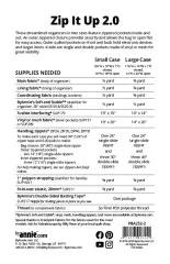 Rückseite des Schnittmusters mit Materialliste für die kleine und große Organizer-Version